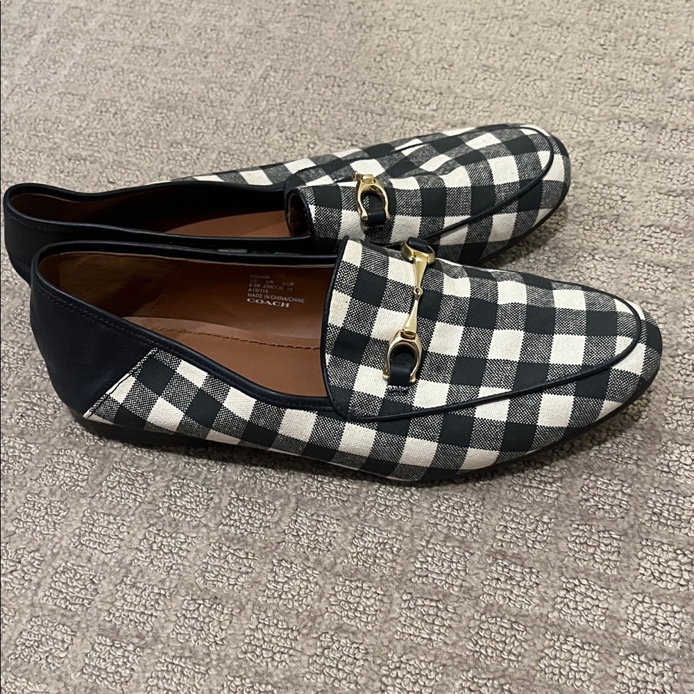 Coach Navy and White Checkered Loafers - Picture 4 of 6